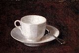 Famous Cup Paintings - White Cup And Saucer